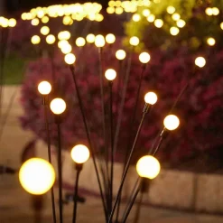 1/2pcs Solar Garden Lights Outdoor Firefly Starburst Swaying Lights Warm White Color Changing RGB Light for Yard Patio Pathway Decoration Swaying When Wind Blows