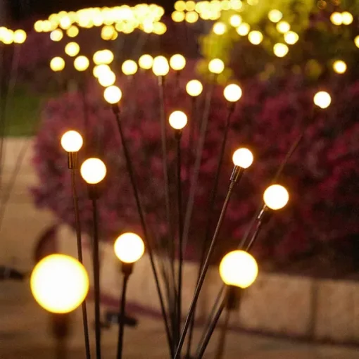 1/2pcs Solar Garden Lights Outdoor Firefly Starburst Swaying Lights Warm White Color Changing RGB Light for Yard Patio Pathway Decoration Swaying When Wind Blows