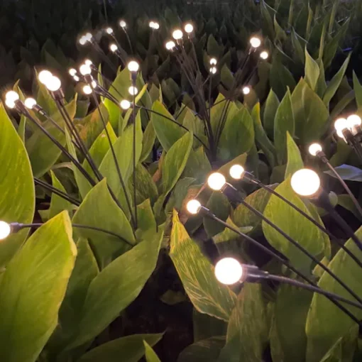 1/2pcs Solar Garden Lights Outdoor Firefly Starburst Swaying Lights Warm White Color Changing RGB Light for Yard Patio Pathway Decoration Swaying When Wind Blows