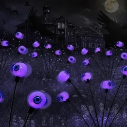 1/2pcs Solar Garden Lights Outdoor Firefly Starburst Swaying Lights Warm White Color Changing RGB Light for Yard Patio Pathway Decoration Swaying When Wind Blows