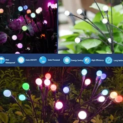 2pcs Solar Garden Lights Starburst Swaying Update Lights 10leds Solar LED Light Outdoor Garden Lights Firework Firefly Swaying Light Landscape Lighting for Yard Pathway Lawn Garden Decoration