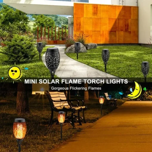 2/4pcs Solar Lights Outdoor Solar Torch Lights with Flickering Flame 12 LEDs for Halloween Decorations Waterpoof Landscape Auto On/Off Garden Patio Home Decoration Lantern