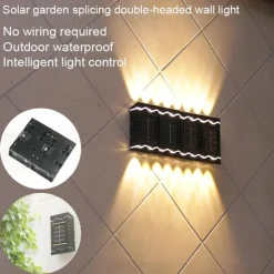 4pcs Solar Wall Lights Outdoor Waterproof Garden Decoration Splicable Light Smart Sensing Sunlight Powered Balcony Fence Yard Lighting LED Solar Light