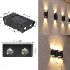 4pcs Solar Wall Lights Outdoor Waterproof Garden Decoration Splicable Light Smart Sensing Sunlight Powered Balcony Fence Yard Lighting LED Solar Light