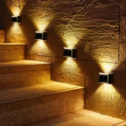 4pcs Solar Wall Lights Outdoor 6LED Waterproof Wall Lamp for Balcony Patio Courtyards Fence Lamps Garden Decor Solar Outdoor Wall Light