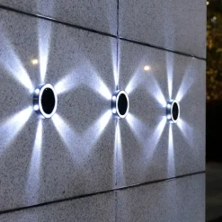 4pcs Solar Wall Lights Outdoor 6LED Waterproof Wall Lamp for Balcony Patio Courtyards Fence Lamps Garden Decor Solar Outdoor Wall Light