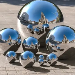 6pcs Stainless Steel Gazing Balls - 32-120mm Mirror Polished Hollow Balls for Home Decor Garden Decor Scene Decor Birthday Gift & More!