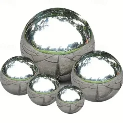 6pcs Stainless Steel Gazing Balls - 32-120mm Mirror Polished Hollow Balls for Home Decor Garden Decor Scene Decor Birthday Gift & More!