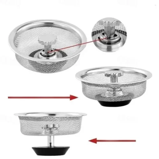 2pcs Stainless Steel Kitchen Sink Strainer Basket Drain Plug Filter Replacement for Wide Rim 3.2/4.4 inch, Food Catcher Anti-Clogging