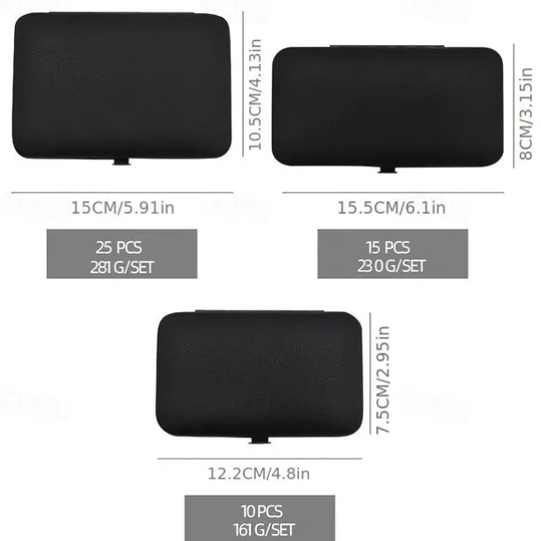 10/15/20/25pcs Stainless Steel Makeup Kit & Manicure set, Nail Clipper Set, With Black Leather Travel For Men & Women