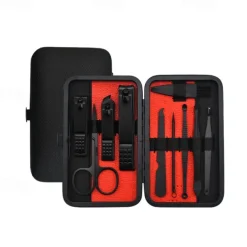 10/15/20/25pcs Stainless Steel Makeup Kit & Manicure set, Nail Clipper Set, With Black Leather Travel For Men & Women