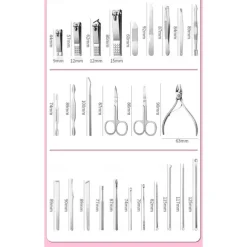 26Pcs Stainless Steel Nail Clipper Cutter Trimmer Earpick Grooming Kit Manicure Pedicure Scissor Tweezer Nail Tools Set