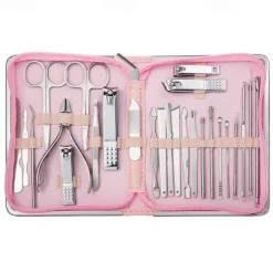 26Pcs Stainless Steel Nail Clipper Cutter Trimmer Earpick Grooming Kit Manicure Pedicure Scissor Tweezer Nail Tools Set