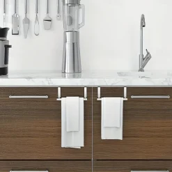 2pcs Stainless Steel No-Drill Over-the-Door Towel Rack: Perfect for Kitchen Cabinet Doors, Back of Doors, Ideal for Hanging Dishcloths, Towels, providing Convenient Storage and Organization