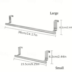2pcs Stainless Steel No-Drill Over-the-Door Towel Rack: Perfect for Kitchen Cabinet Doors, Back of Doors, Ideal for Hanging Dishcloths, Towels, providing Convenient Storage and Organization