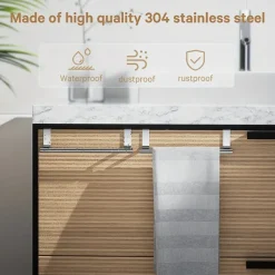 2pcs Stainless Steel No-Drill Over-the-Door Towel Rack: Perfect for Kitchen Cabinet Doors, Back of Doors, Ideal for Hanging Dishcloths, Towels, providing Convenient Storage and Organization