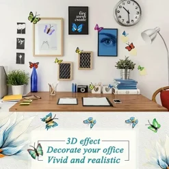 30pcs Stereoscopic 3D Simulation Butterfly Pushpins Creative Pushpins Decorative Flowers Cork Board Nails For Bulletin Boards, Photos, Wall Charts School Supplies And Accessories 4x4cm/1.57''x1.57''