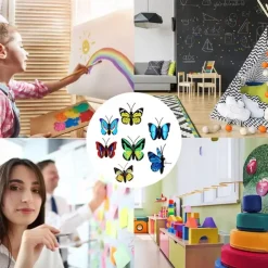 30pcs Stereoscopic 3D Simulation Butterfly Pushpins Creative Pushpins Decorative Flowers Cork Board Nails For Bulletin Boards, Photos, Wall Charts School Supplies And Accessories 4x4cm/1.57''x1.57''