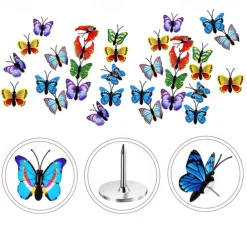 30pcs Stereoscopic 3D Simulation Butterfly Pushpins Creative Pushpins Decorative Flowers Cork Board Nails For Bulletin Boards, Photos, Wall Charts School Supplies And Accessories 4x4cm/1.57''x1.57''