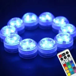 10pcs Submersible LED Lights Underwater Multicolor Lights Waterproof Remote Controlled RGB Swimming Pool Suitable for Tub Pond Vases Aquariums