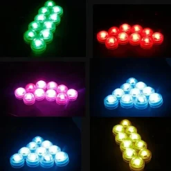 10pcs Submersible LED Lights Underwater Multicolor Lights Waterproof Remote Controlled RGB Swimming Pool Suitable for Tub Pond Vases Aquariums
