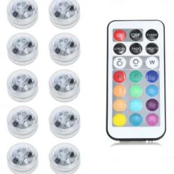 10pcs Submersible LED Lights Underwater Multicolor Lights Waterproof Remote Controlled RGB Swimming Pool Suitable for Tub Pond Vases Aquariums