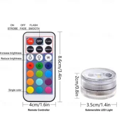 10pcs Submersible LED Lights Underwater Multicolor Lights Waterproof Remote Controlled RGB Swimming Pool Suitable for Tub Pond Vases Aquariums