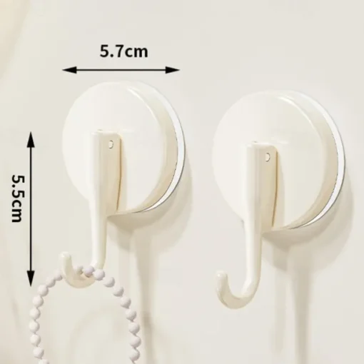 2PCS Suction Cup Heart Hooks, No-Drill Vacuum Wall Hooks, Strong Adhesive Single Hooks for Kitchen, Bathroom, and Door Back Storage