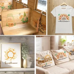 9pcs Sunflowers Painting Stencils Reusable Stencils Wall Stencils DIY Craft Stencils (Flower Theme)