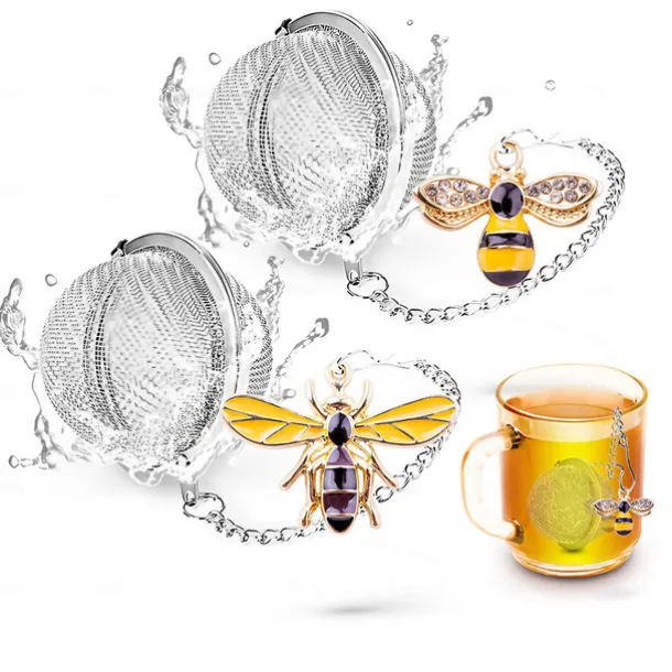 2pcs Tea Infuser Loose Tea Steeper Stainless Steel Fine Mesh Tea Ball Loose Leaf Tea Infusers Cute Pendant Tea Diffuser with Honey Bee & Spider Charms Tea strainer