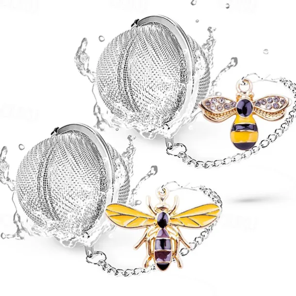 2pcs Tea Infuser Loose Tea Steeper Stainless Steel Fine Mesh Tea Ball Loose Leaf Tea Infusers Cute Pendant Tea Diffuser with Honey Bee & Spider Charms Tea strainer