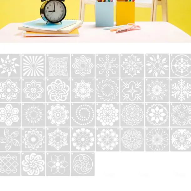 36pcs Templates Stencil Set, Reusable Craft Stencils, Mandala Stencils, Laser Cutting Painting Stencils For DIY Painting Art Scrapbook, Wood, Paper, Furniture, Door, Floor Wall, 9x9cm(3.5*3.5in)