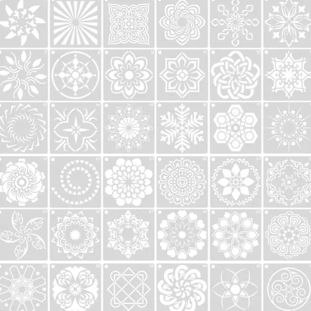 36pcs Templates Stencil Set, Reusable Craft Stencils, Mandala Stencils, Laser Cutting Painting Stencils For DIY Painting Art Scrapbook, Wood, Paper, Furniture, Door, Floor Wall, 9x9cm(3.5*3.5in)