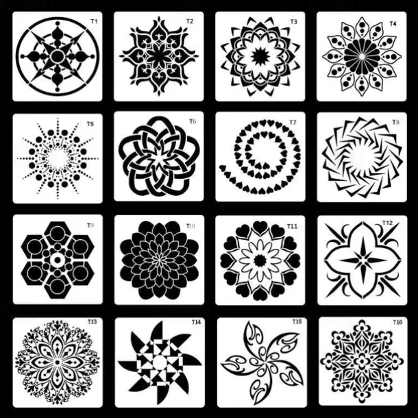 36pcs Templates Stencil Set, Reusable Craft Stencils, Mandala Stencils, Laser Cutting Painting Stencils For DIY Painting Art Scrapbook, Wood, Paper, Furniture, Door, Floor Wall, 9x9cm(3.5*3.5in)