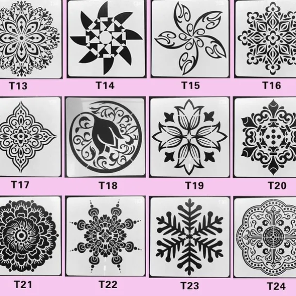 36pcs Templates Stencil Set, Reusable Craft Stencils, Mandala Stencils, Laser Cutting Painting Stencils For DIY Painting Art Scrapbook, Wood, Paper, Furniture, Door, Floor Wall, 9x9cm(3.5*3.5in)