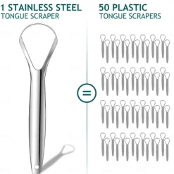 2pcs Tongue Scraper Stainless Steel Oral Tongue Cleaner Medical Mouth Brush Reusable Fresh Breath Maker