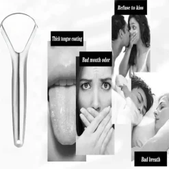 2pcs Tongue Scraper Stainless Steel Oral Tongue Cleaner Medical Mouth Brush Reusable Fresh Breath Maker