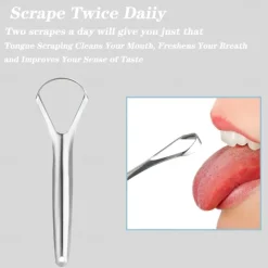 2pcs Tongue Scraper Stainless Steel Oral Tongue Cleaner Medical Mouth Brush Reusable Fresh Breath Maker