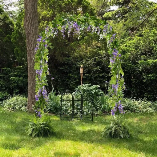 4Pcs Total 720cm/23.6ft Artificial Flowers Silk Wisteria Garland Artificial Wisteria Vine Rattan Silk Hanging Flower for Home Garden Outdoor Ceremony Wedding Arch Floral Decor