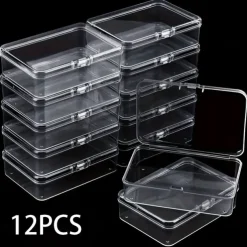 12pcs Transparent Plastic Packaging Box for Hardware Tools, Sample Display, Parts Packaging, and Card Storage - Modern Clear Storage Box with Snap Fasteners, Ideal for Crafts, Jewelry, Home, and Office Supplies