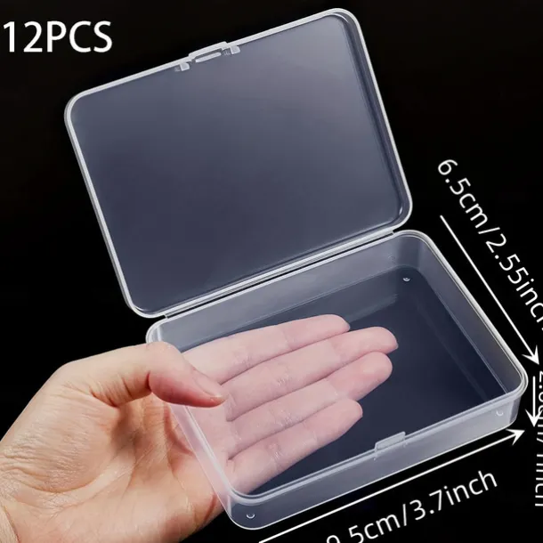 12pcs Transparent Plastic Packaging Box for Hardware Tools, Sample Display, Parts Packaging, and Card Storage - Modern Clear Storage Box with Snap Fasteners, Ideal for Crafts, Jewelry, Home, and Office Supplies