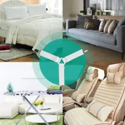 4Pcs Triangle Bed Sheet Holders Fitted Sheet Clips Adjustable Sheet Suspenders Mattress Gripper Clips for Bed Mattress Cover
