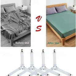 4Pcs Triangle Bed Sheet Holders Fitted Sheet Clips Adjustable Sheet Suspenders Mattress Gripper Clips for Bed Mattress Cover