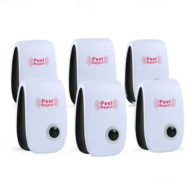 6Pcs Ultrasonic Plug In Pest Repeller For Flea, Insects, Mosquitoes, Mice, Spiders, Ants, Rats, Roaches, Bugs, Non-Toxic, Humans & Pets Safe