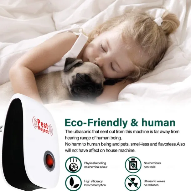 6Pcs Ultrasonic Plug In Pest Repeller For Flea, Insects, Mosquitoes, Mice, Spiders, Ants, Rats, Roaches, Bugs, Non-Toxic, Humans & Pets Safe
