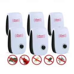 6Pcs Ultrasonic Plug In Pest Repeller For Flea, Insects, Mosquitoes, Mice, Spiders, Ants, Rats, Roaches, Bugs, Non-Toxic, Humans & Pets Safe