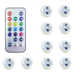 12pcs Underwater Submersible LED Pool Light Waterproof with Remote Control for Bath Tub Vase Aquarium Party Wedding Decor Battery Operated