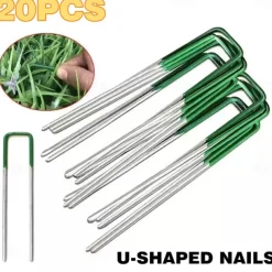 20Pcs U-Shaped Fixing Nail Galvanized Steel Garden Pile Turf Safety Nails For Fixing Weed Fabric Landscape Landscape Grass
