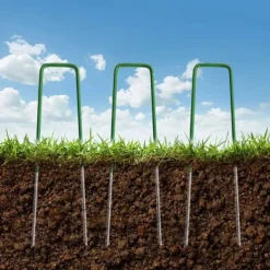 20Pcs U-Shaped Fixing Nail Galvanized Steel Garden Pile Turf Safety Nails For Fixing Weed Fabric Landscape Landscape Grass