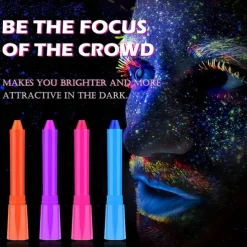 6pcs UV Glow Body and Face Paint Kit - Fluorescent Crayons for Adults - Perfect for Birthday Parties, Halloween, and Masquerades
